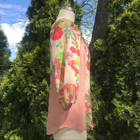 Anthropologie Meadow Rue Sheer Floral Blouse Top - Picture 3 of 8